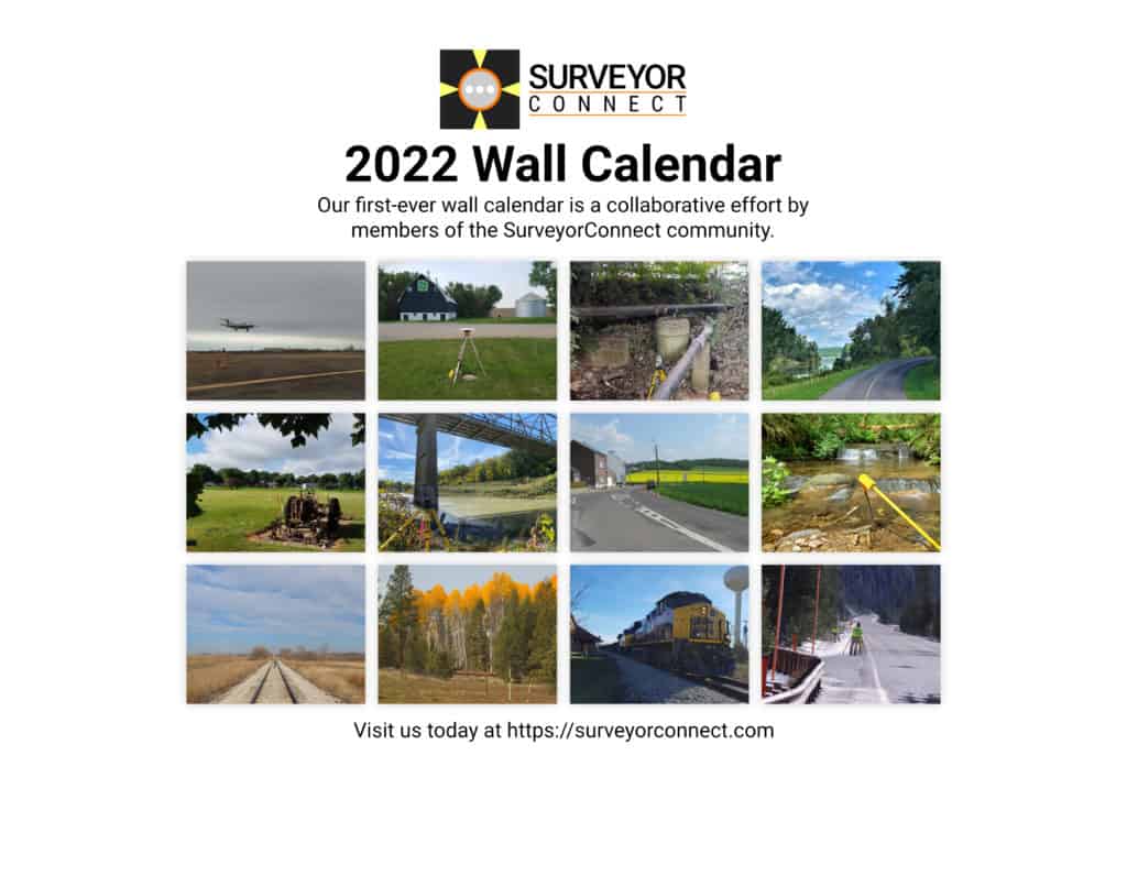 Back Cover of the 2022 SurveyorConnect Wall Calendar